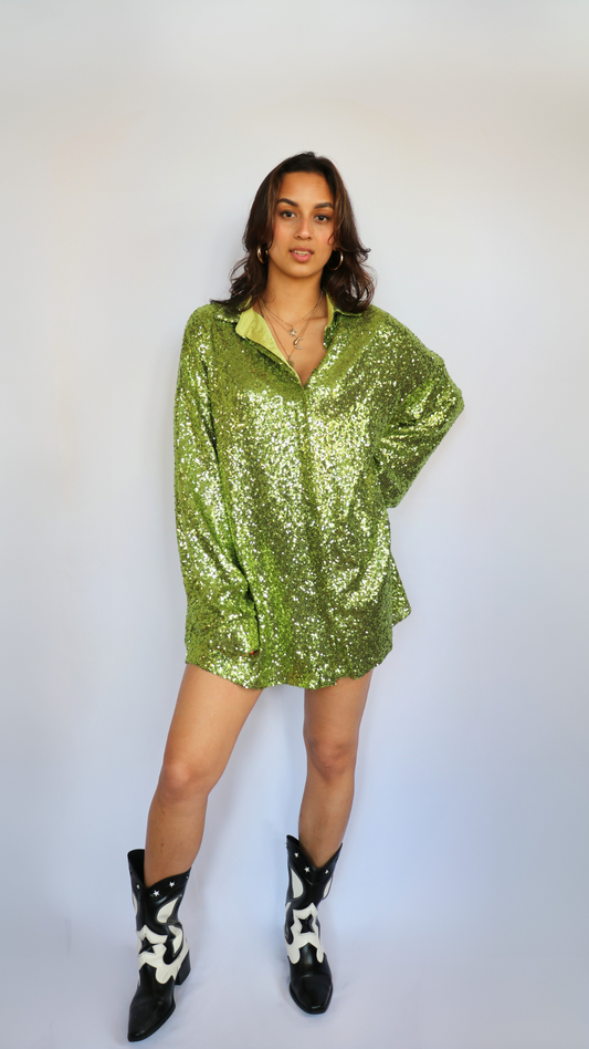 SLA The Label green glitter dress