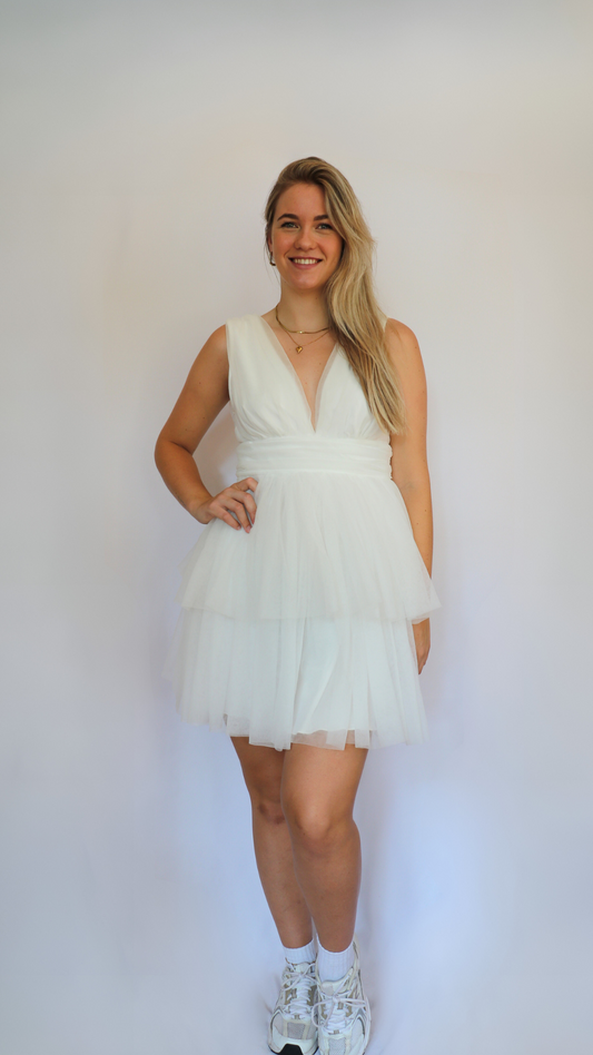 Gina Tricot white tulle dress