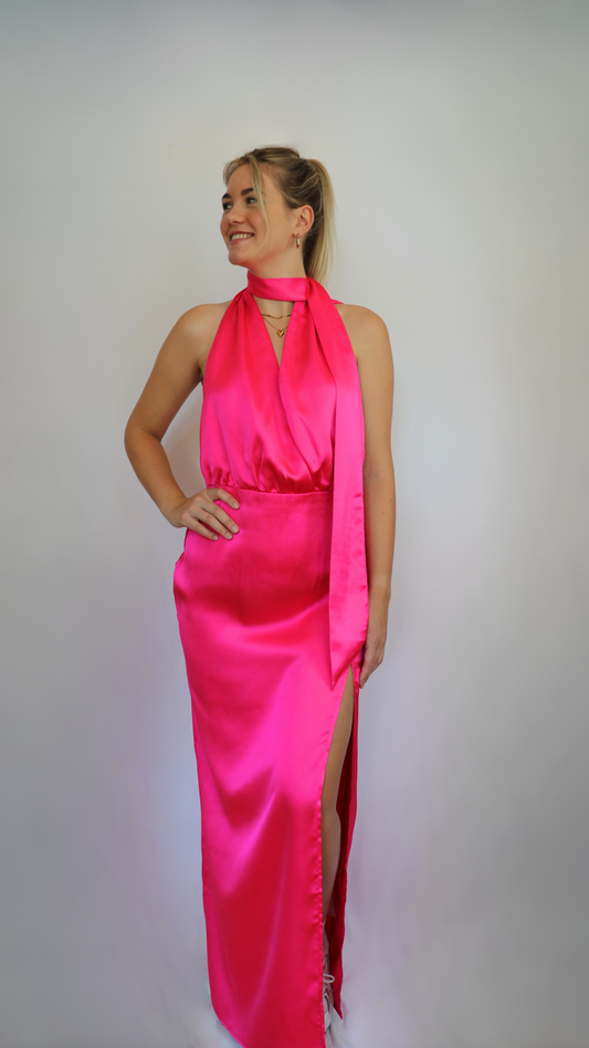 NA-KD pink satin dress