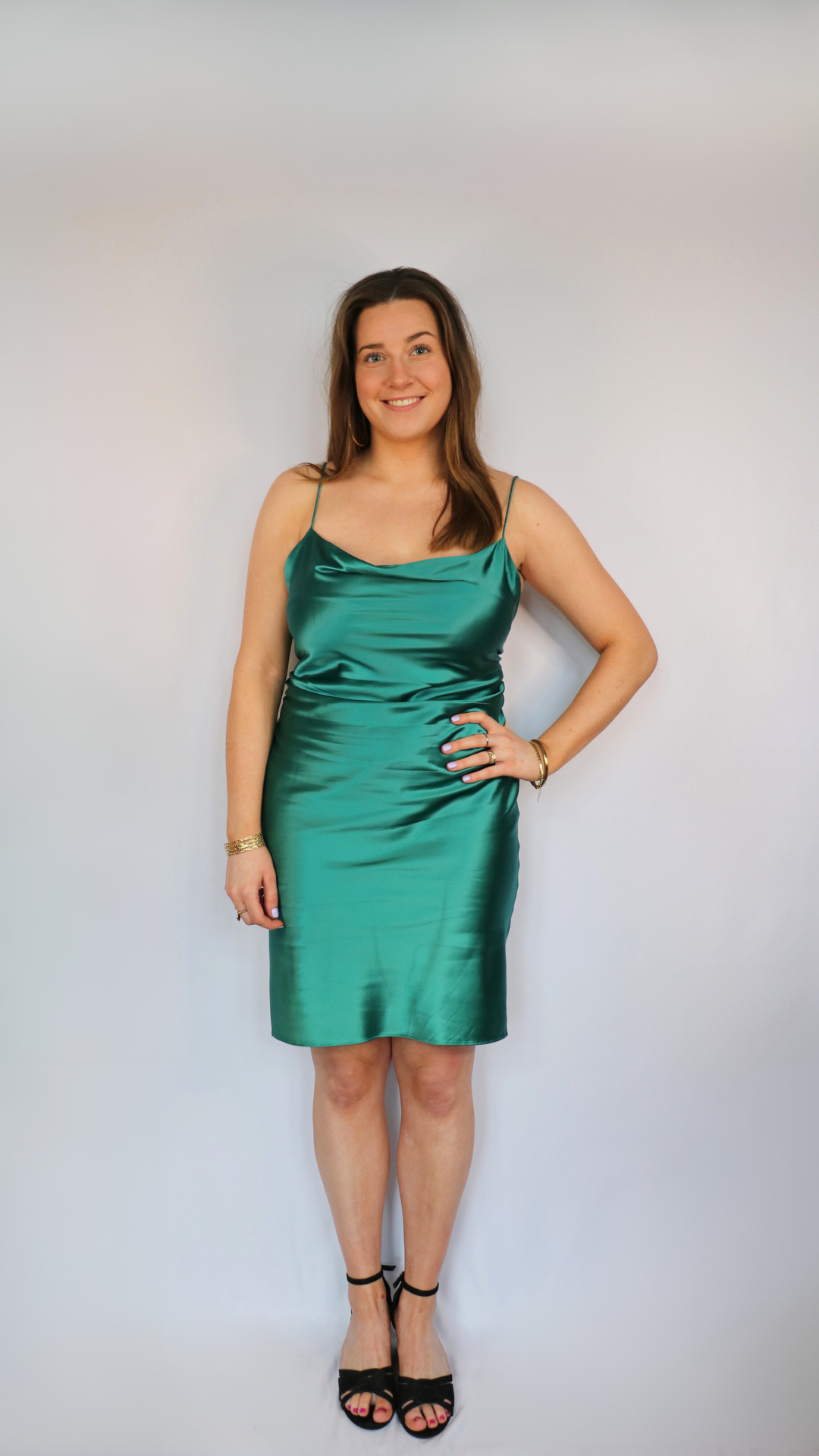 SAMSØE SAMSØE green satin dress