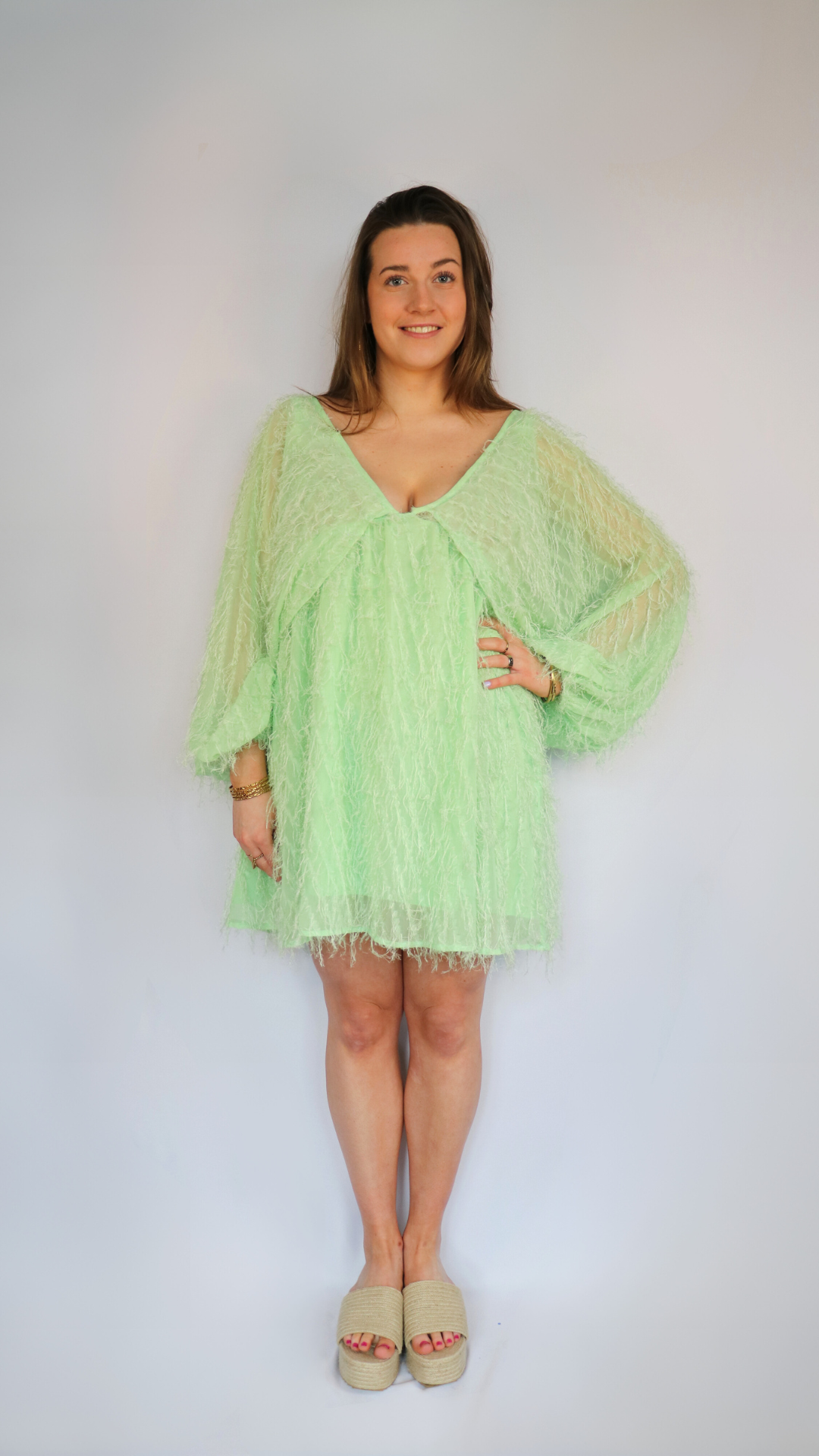 ASOS mint green feather dress