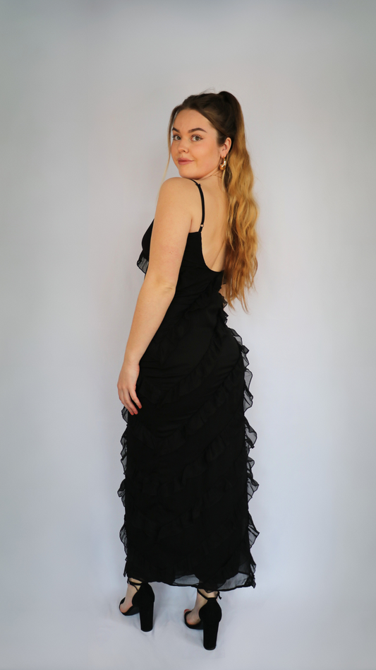 Gina Tricot black ruffle dress