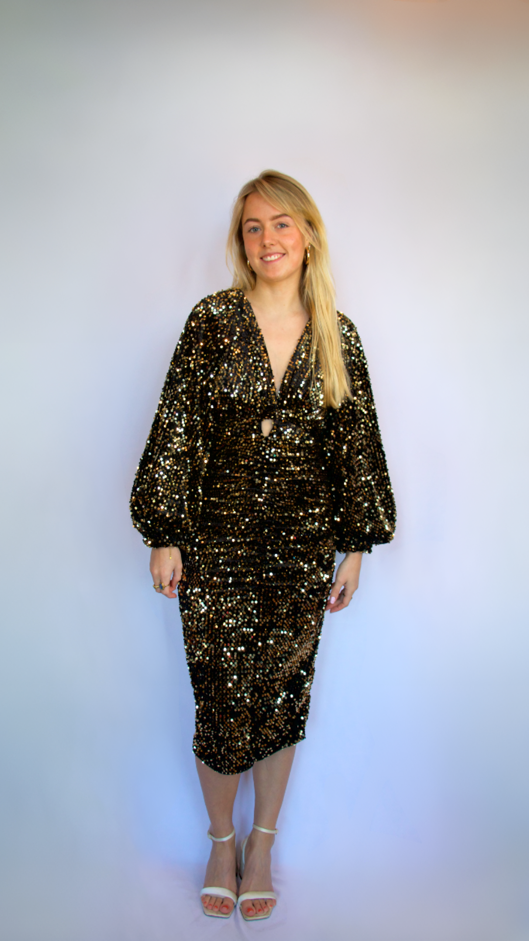 ASOS black gold sequin dress