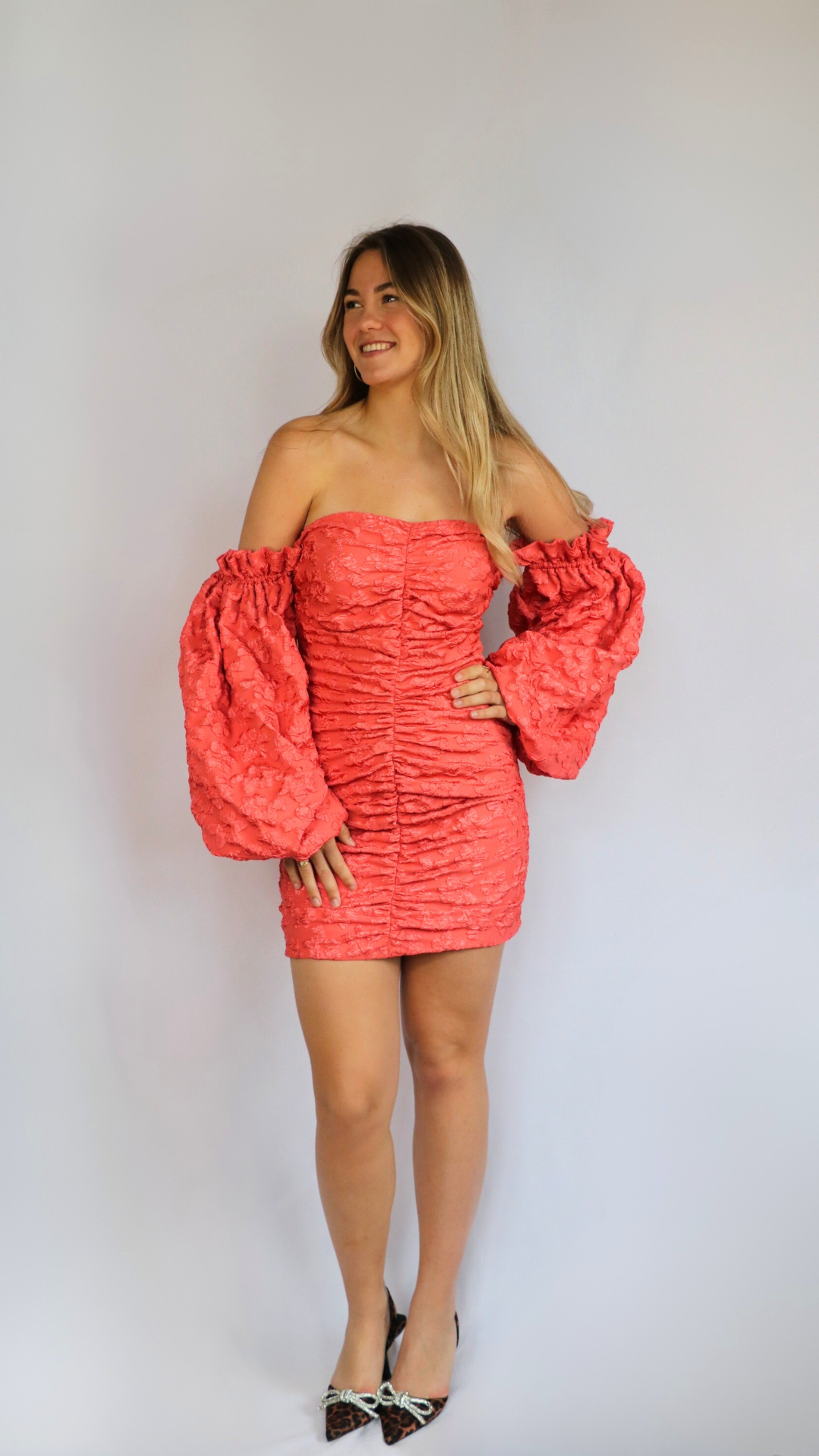 ROTATE x H&M coral off-shoulder dress