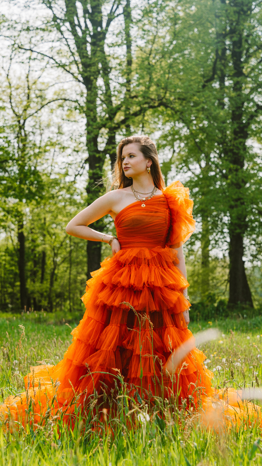 Orange tulle dress