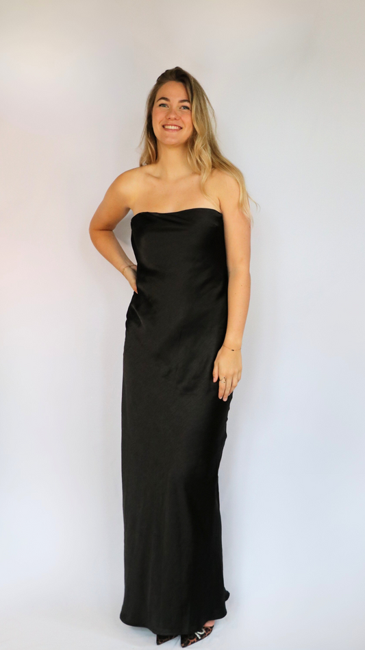 Showpo black satin dress